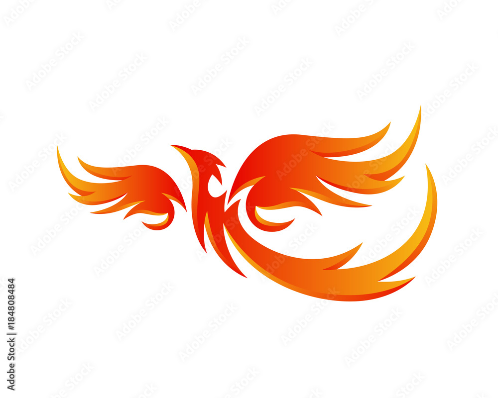 Modern Flaming Phoenix Illustration Symbol Modern Flaming Phoenix Illustration Symbol
