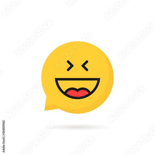 laugh emoji speech bubble logo on white background
