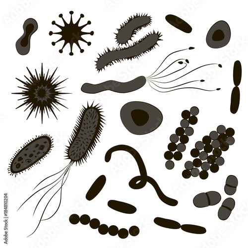 Bacteria, virus, germs icon set