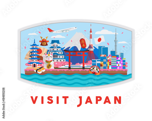 Japanese Famous Tourist Destination Banner Illustration © naulicreative
