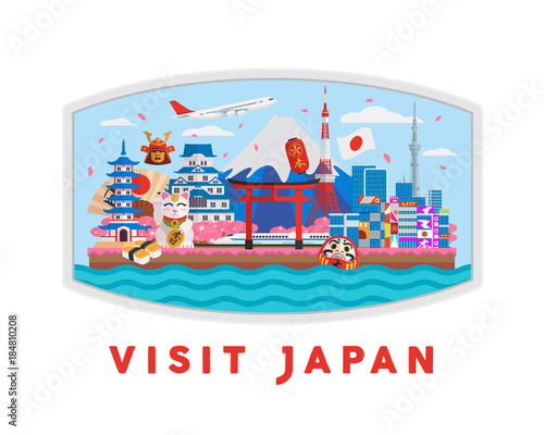 Japanese Famous Tourist Destination Banner Illustration
