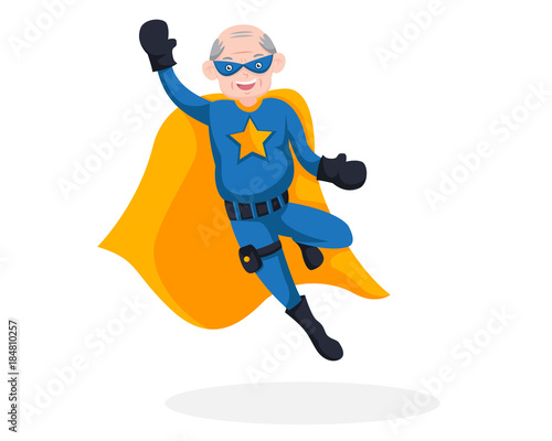 Brave Retired Senior Citizen Superhero Character Illustration