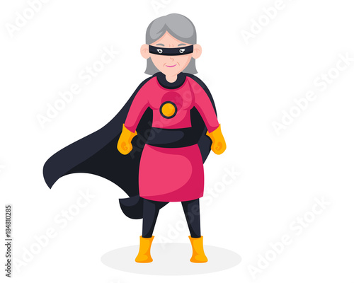 Brave Retired Senior Citizen Superhero Character Illustration