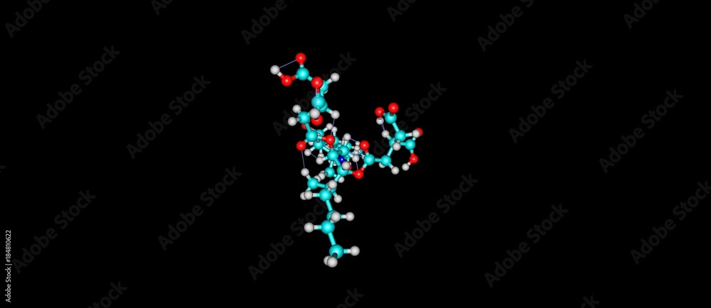 Fumonisin molecular structure isolated on black