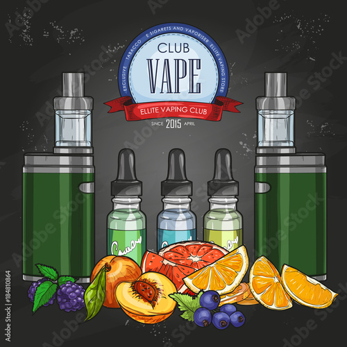 Vector color sketch vaporizer cigarette
