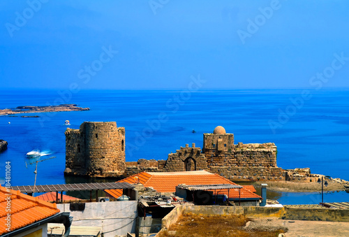 Aerial panorama cityscape view to Sidon, Lebanon photo