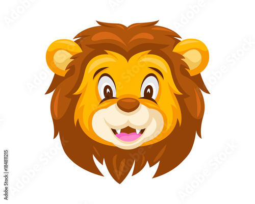Cute Smiling Lion Face Emoticon Emoji Expression Illustration