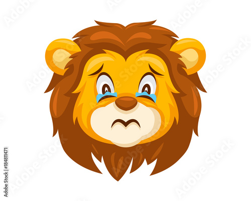 Fototapeta Naklejka Na Ścianę i Meble -  Cute Sad Lion Face Emoticon Emoji Expression Illustration