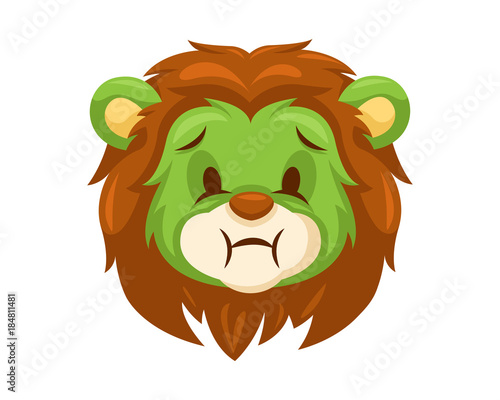 Cute Vomiting Lion Face Emoticon Emoji Expression Illustration