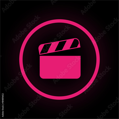 Neon Button rund - Filmklappe - Filmdreh