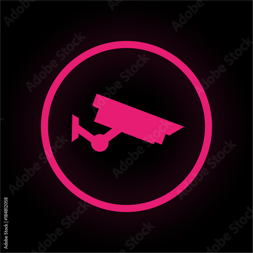 Neon Button rund - Video Überwachung