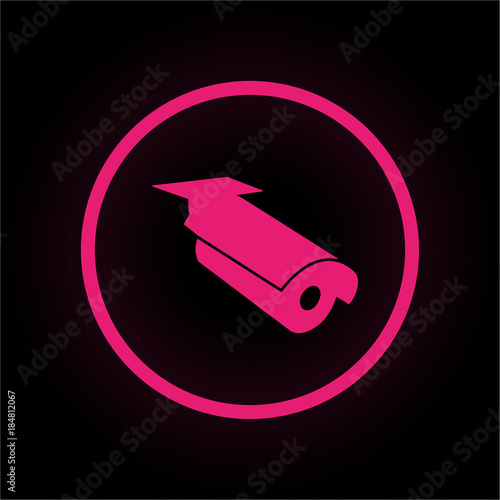 Neon Button rund - Videoüberwachung