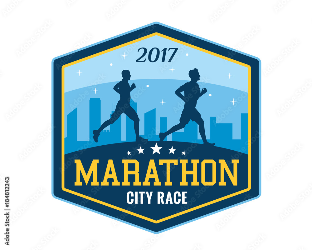 Modern Urban Marathon Badge Logo Emblem Illustration Modern Urban Marathon Badge Logo Emblem Illustration