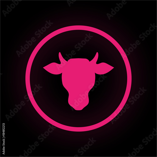 Neon Button rund - Kuhkopf