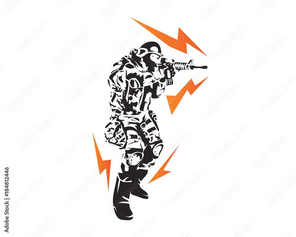 Passionate Soldier In Action Symbol
