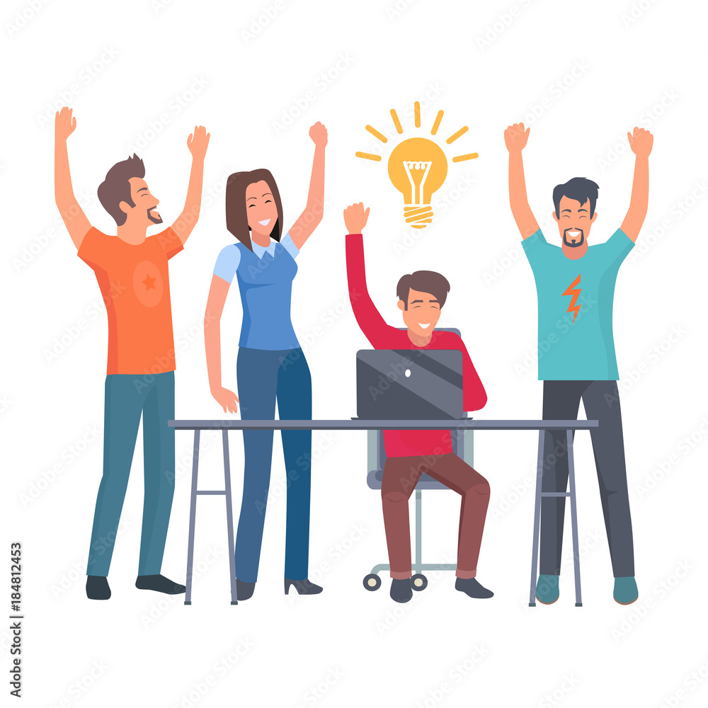 Fototapeta premium Group of Coworkers Have Idea Isolated Illustration