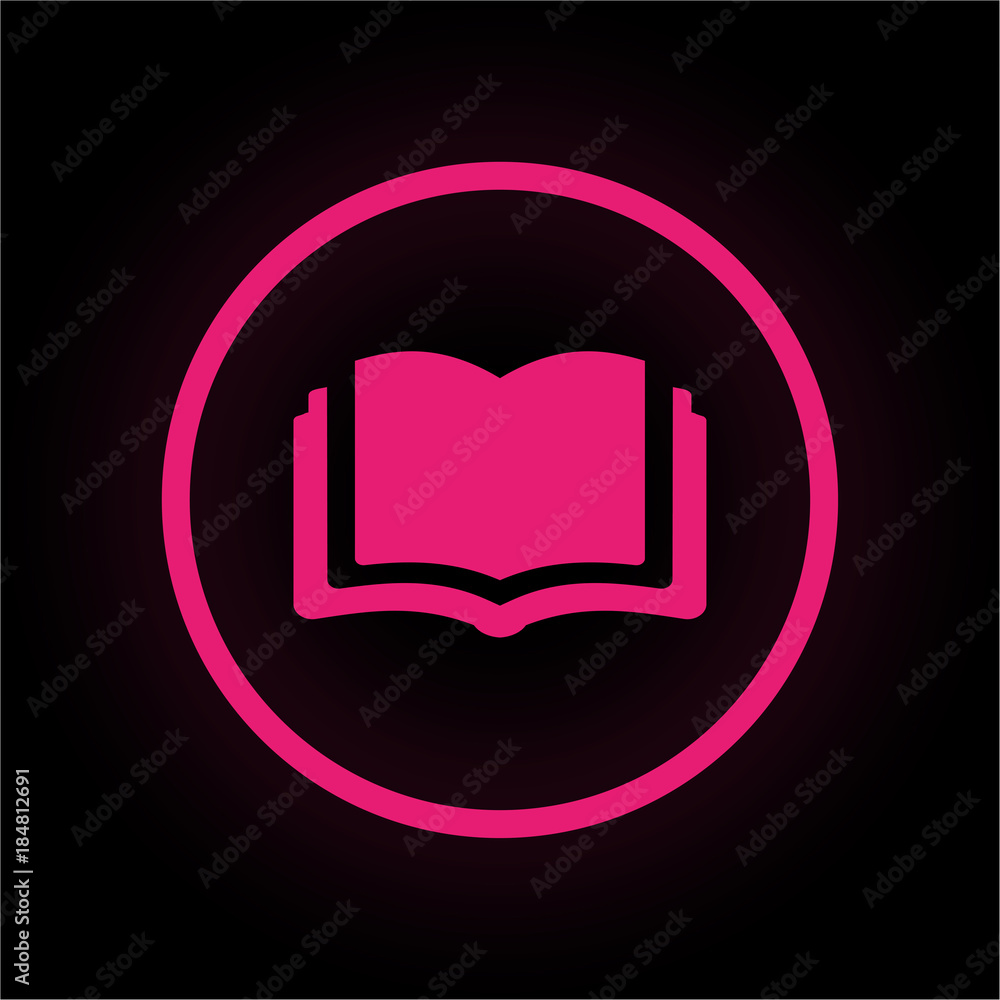 Neon Button rund - Buch offen Neon Button rund - Buch offen