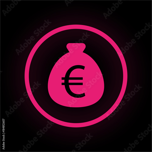 Neon Button rund - Geldsack Euro