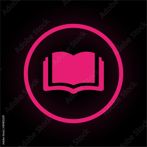 Neon Button rund - Buch offen