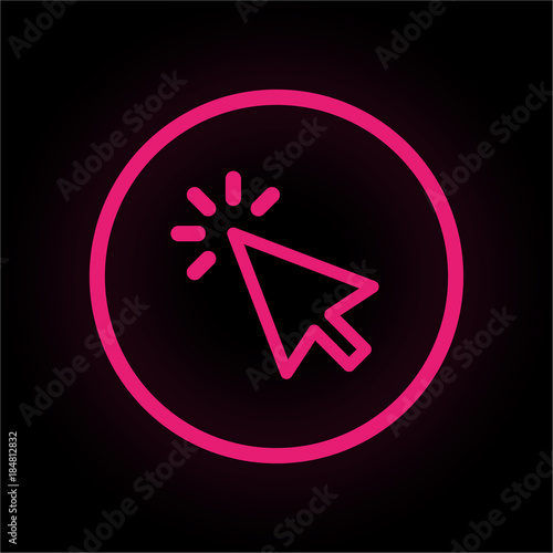 Neon Button rund - Mauszeiger klick