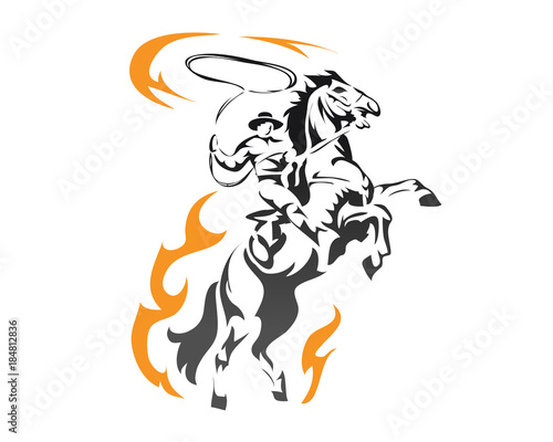 Passionate Flaming American Cowboy In Action Symbol