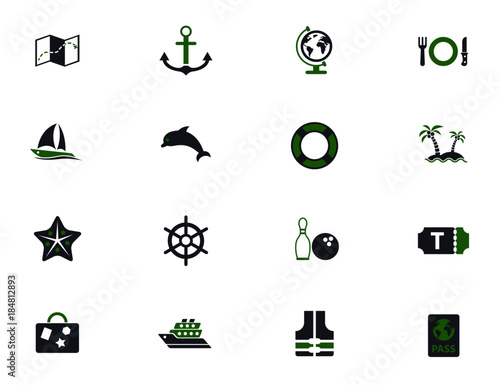 cruise simple vector icons in two colors
