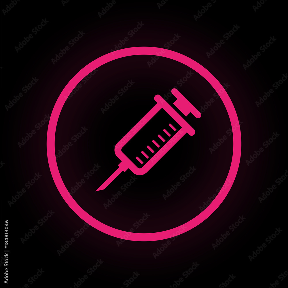 Neon Button rund - Spritze - Apotheke Neon Button rund - Spritze - Apotheke