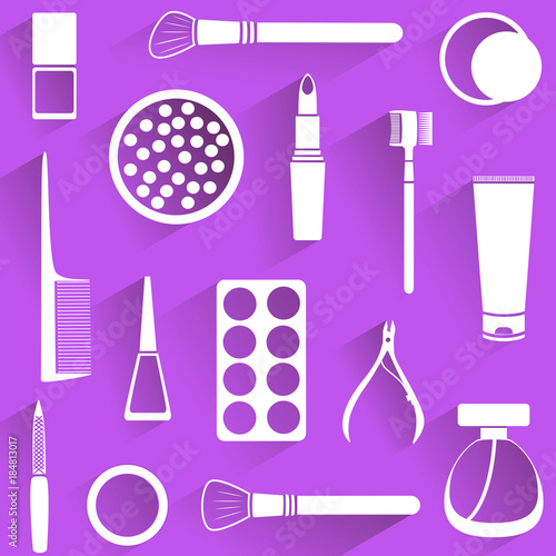 set of flat icons of natural cosmetics