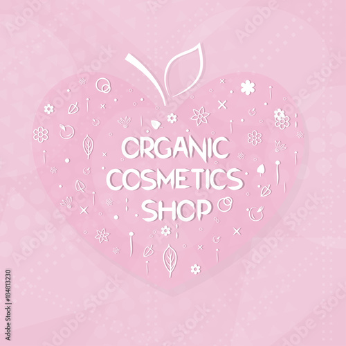 organic cosmetics in the shape of heart vector design