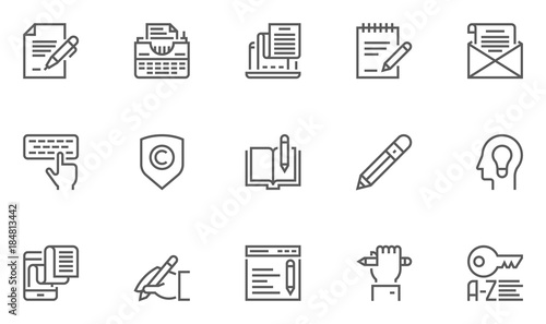 Set of Copywriting Vector Line Icons. 48x48 Pixel Perfect.