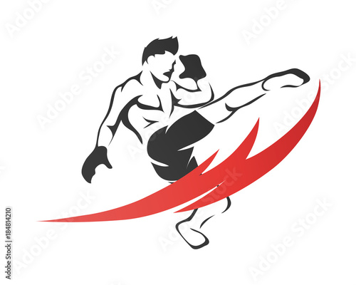 Modern Aggressive Mixed Martial Arts Sports Athlete in Action Logo