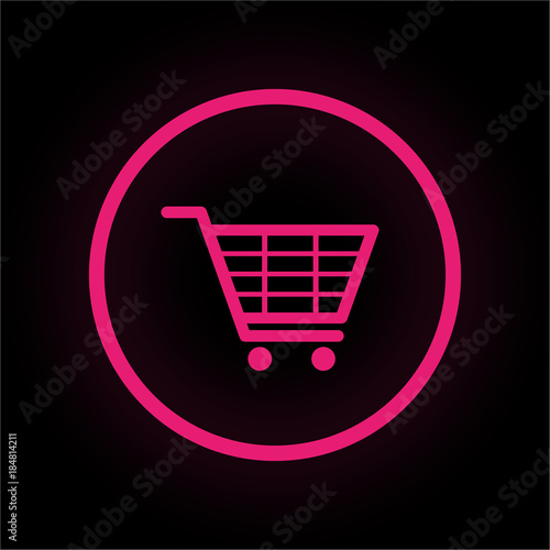 Neon Button rund - Einkaufswagen - Warenkorb