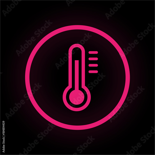 Neon Button rund - Thermometer heiß
