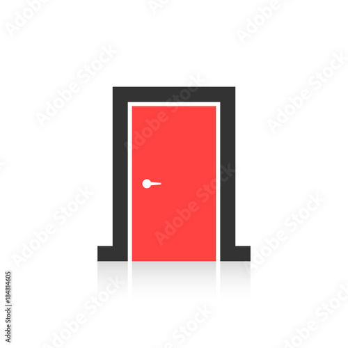 red closed door icon isolated on white background