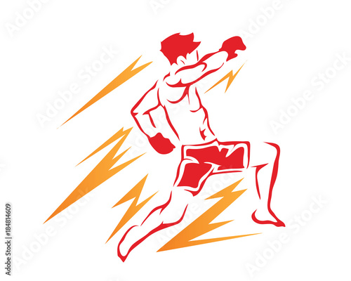 Modern Aggressive Mixed Martial Arts Sports Athlete in Action Logo