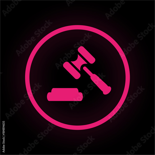 Neon Button rund - Richterhammer - Gericht