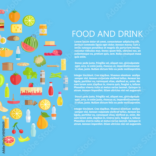 Food and Drinks Banner with Dairy Products