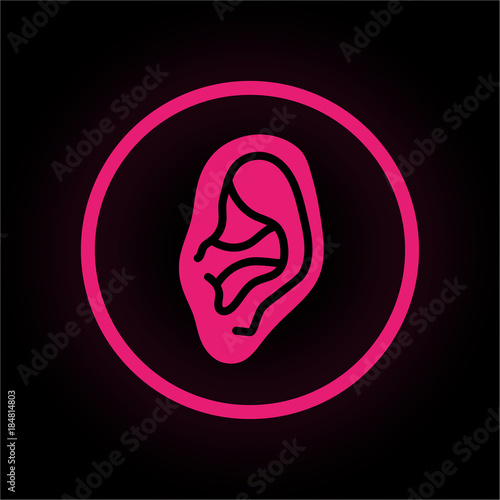 Neon Button rund - Ohr