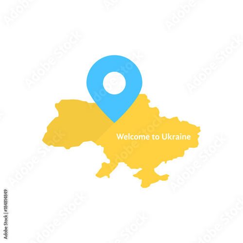 blue and yellow welcome to ukraine logo