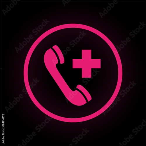 Neon Button rund - Telefon - Kundenservice