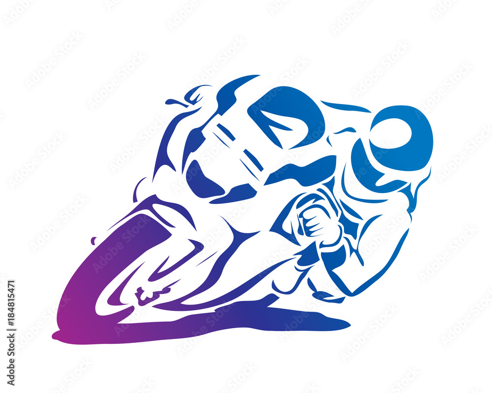 Modern Passionate Motorcycle Racer In Action Illustration Modern Passionate Motorcycle Racer In Action Illustration