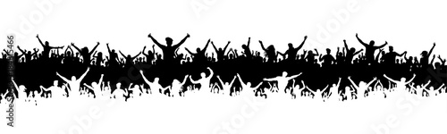 Cheering fans  sports silhouette crowd. Party  people vector. Applause concert disco. Poster Event banner background isolated.