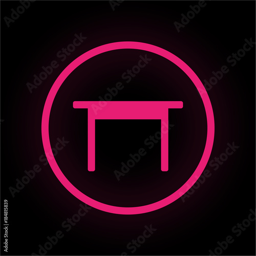 Neon Button rund - Schreibtisch