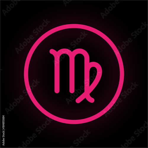 Neon Button rund - Jungfrau - Sternzeichen