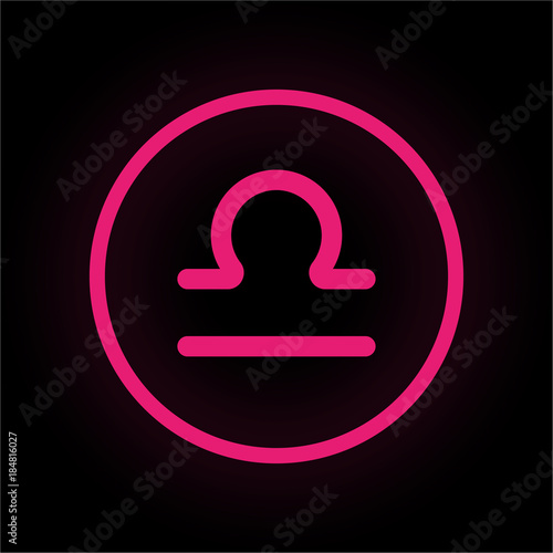 Neon Button rund - Waage - Tierkreis