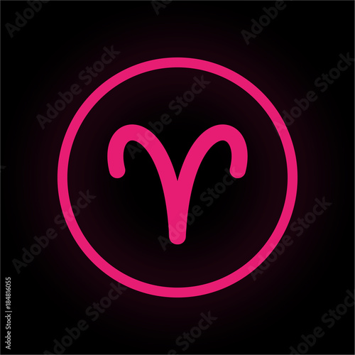 Neon Button rund - Widder - Tierkreiszeichen