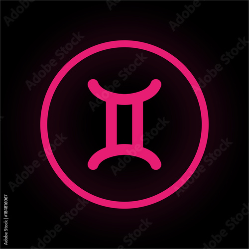 Neon Button rund - Zwillinge - Tierkreiszeichen