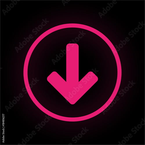 Neon Button rund - Pfeil unten