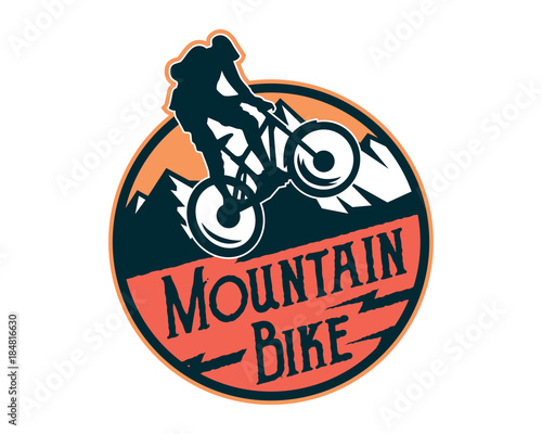 Vintage Extreme Downhill Mountain Bike Emblem Badge Illustration