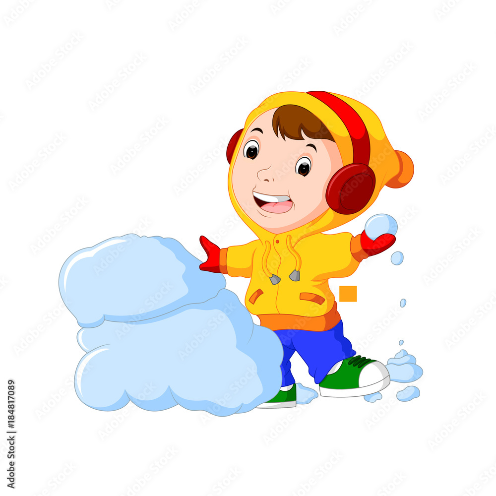 cartoon kids playing with snow cartoon kids playing with snow